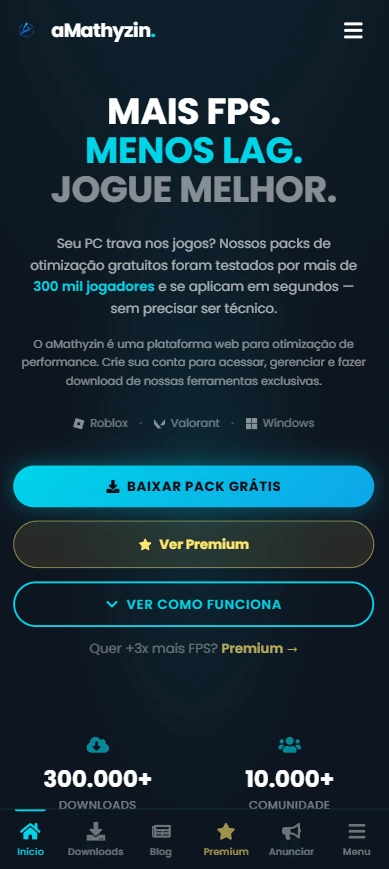 Captura real da versão mobile do aMathyzin